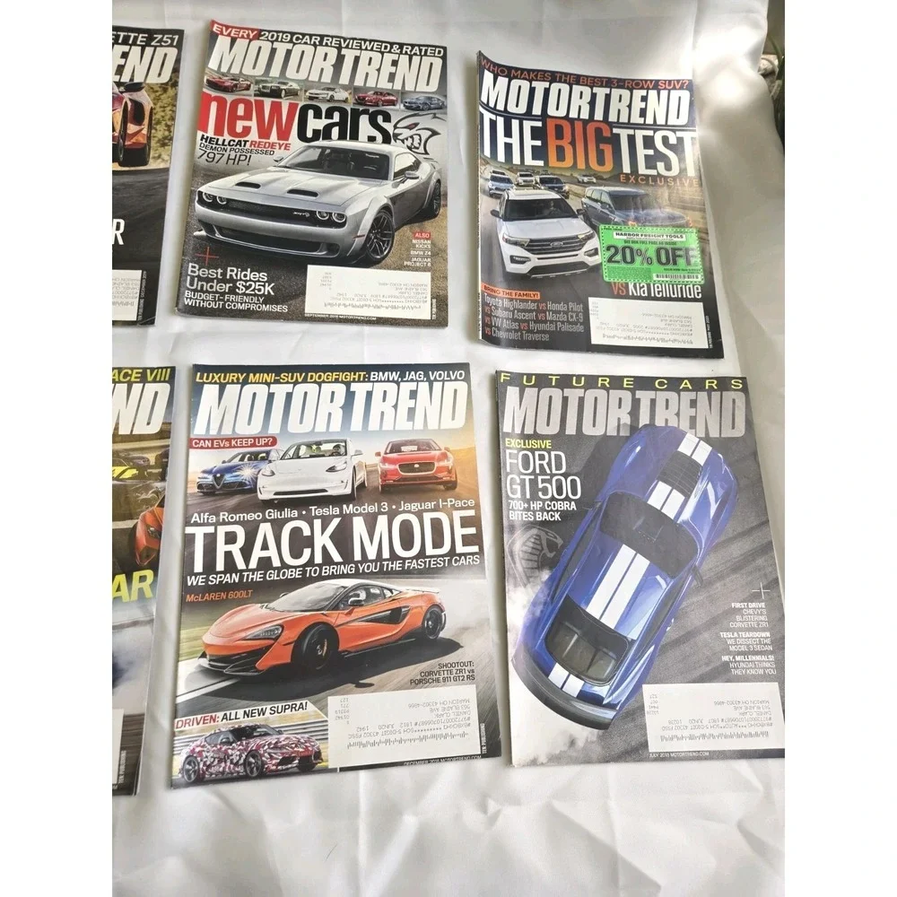 Motor Trend Magazine Lot Of 8 Car Dodge Vs Ferrari Ford GT 500 SUPER HYBRIDS